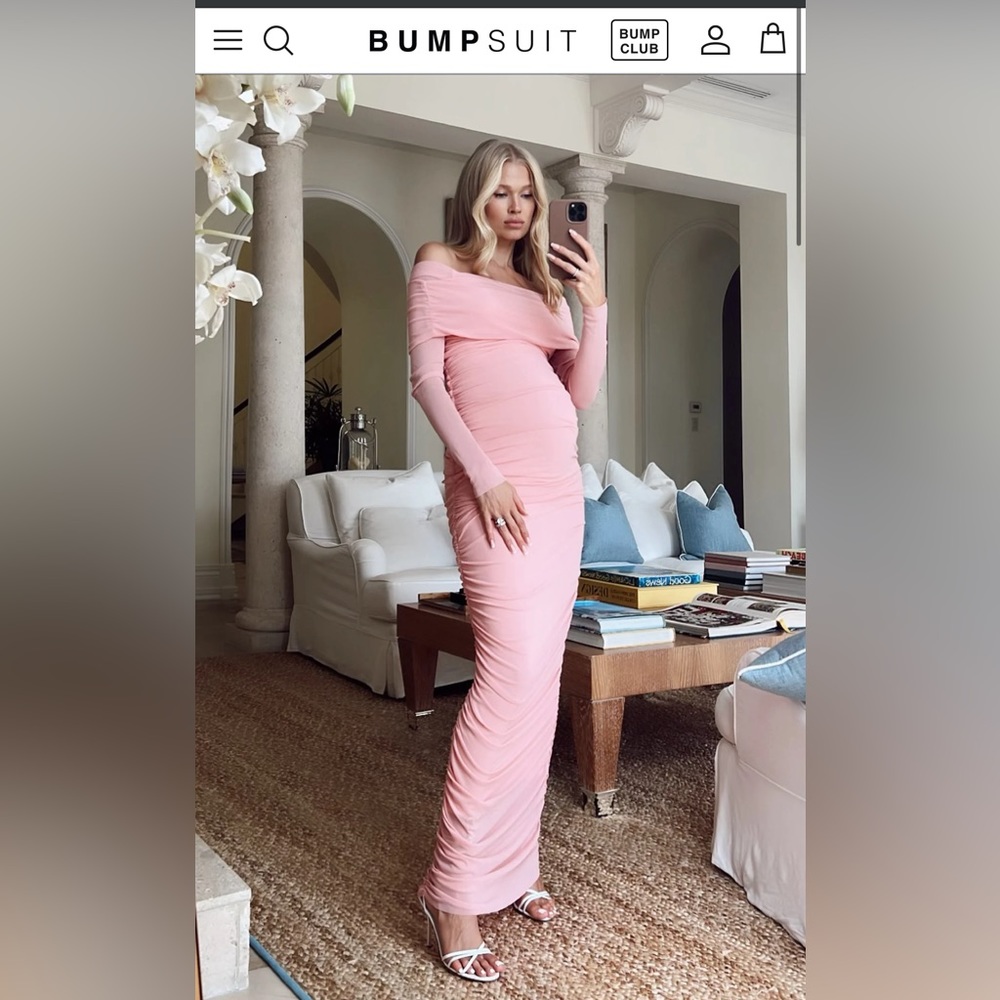 Bumpsuit Pink Off the Shoulder Mesh Dress - Medium